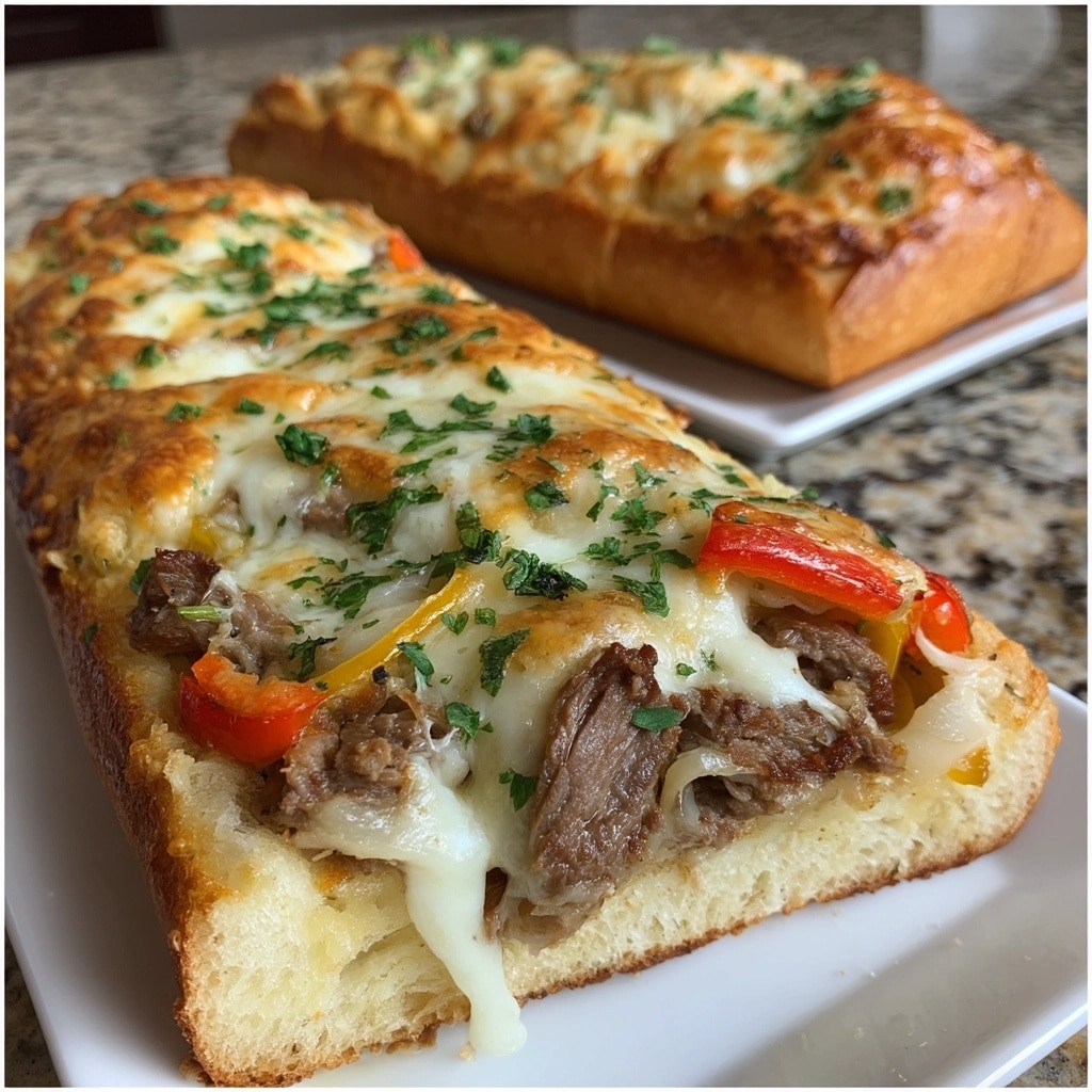 Cheesesteak Garlic Bread Loaf Recipe - Recipe Image