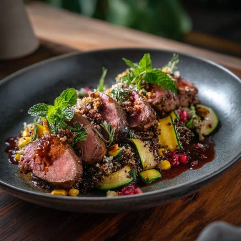 Grilled Steak Bowl with Creamy Lemon-Garlic Sauce and Zucchini Recipe