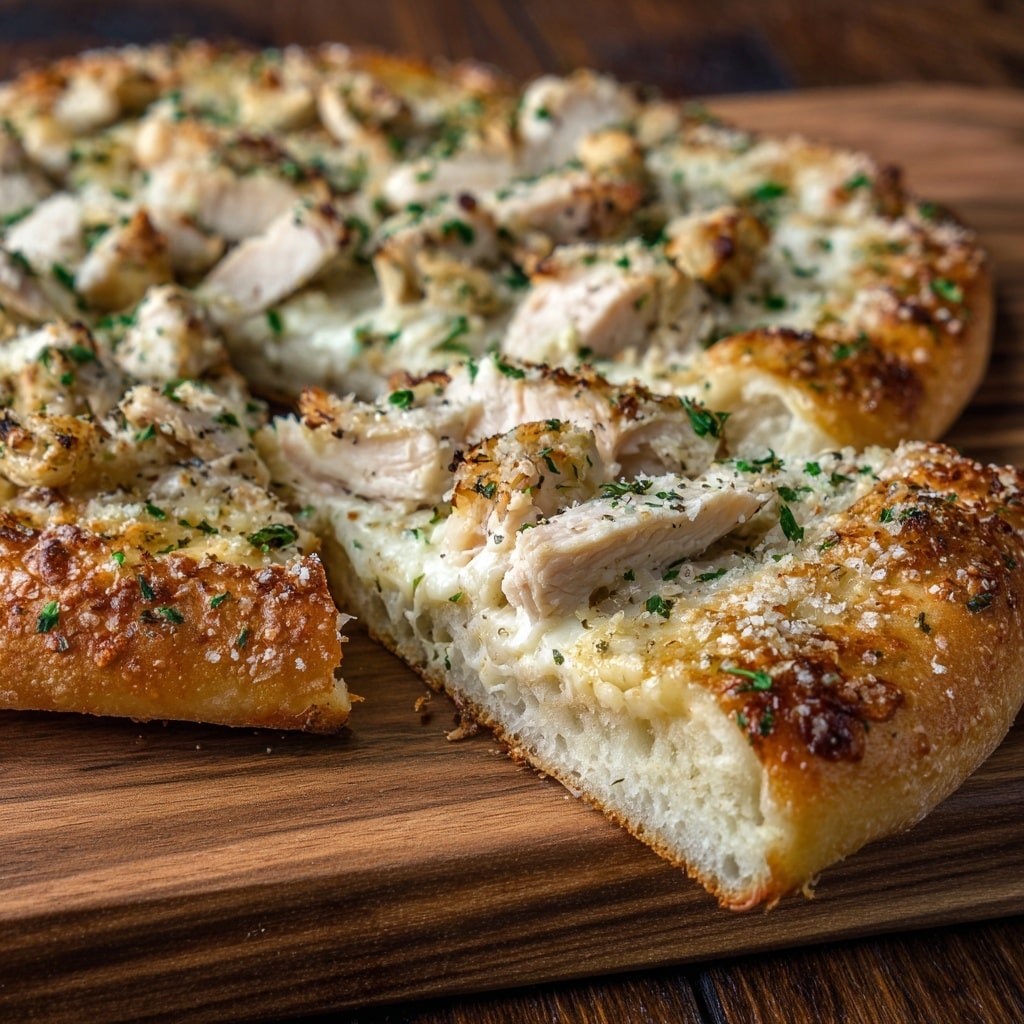 Viral Chicken Alfredo Garlic Bread Recipe - Recipe Image
