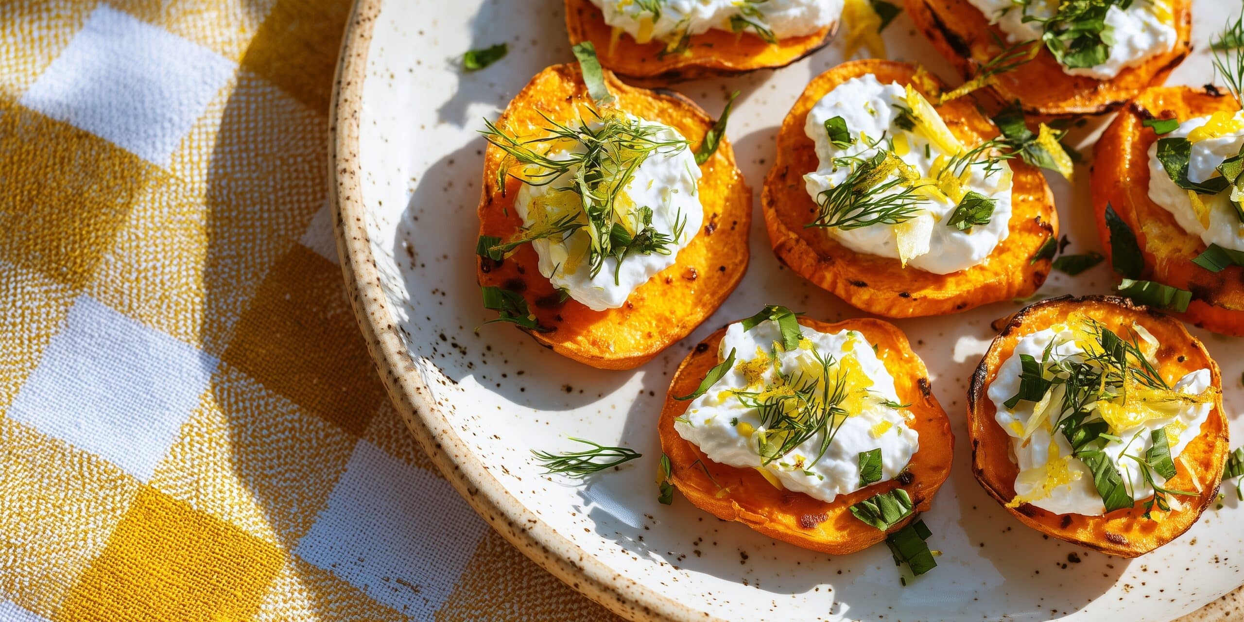 Sweet Potato Rounds with Goat Cheese and Honey Recipe - Recipe Image