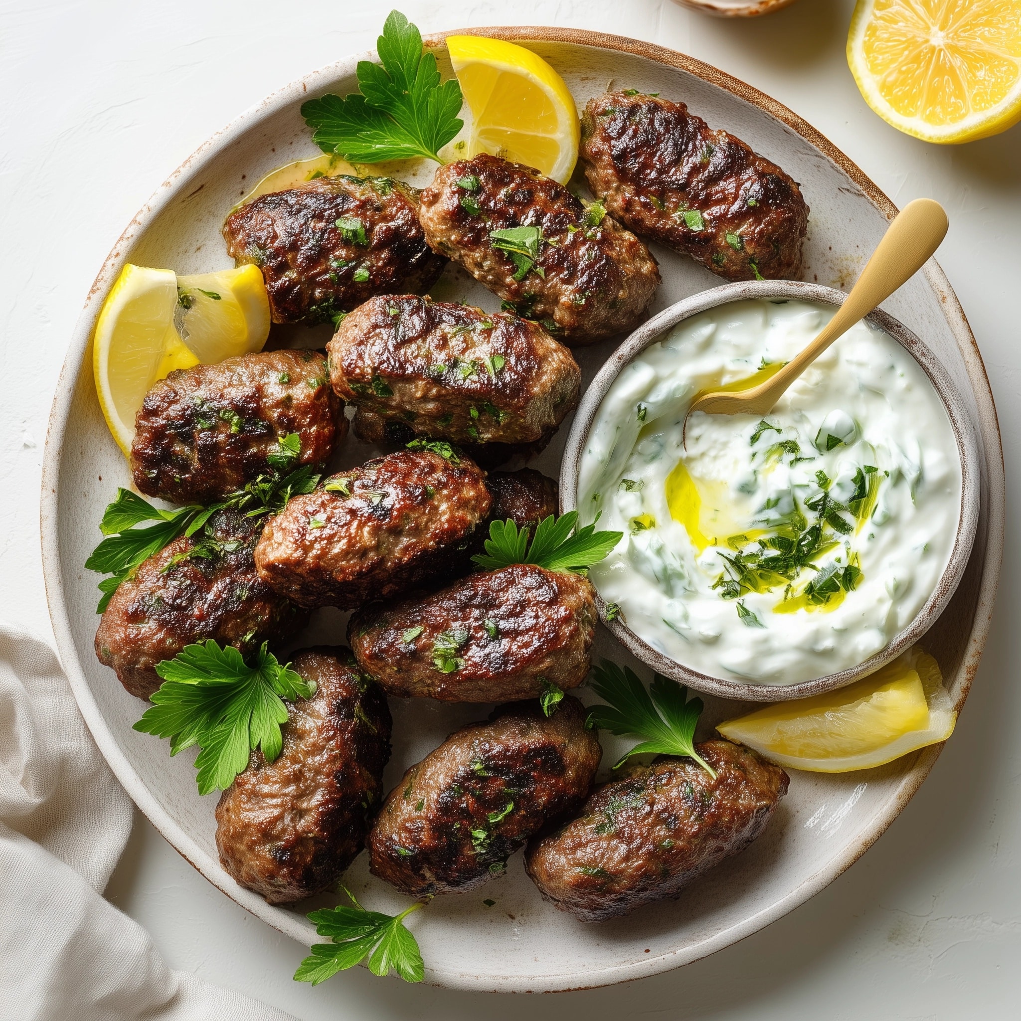 Chicken Kofta with Garlic Yogurt Sauce Recipe - Recipe Image