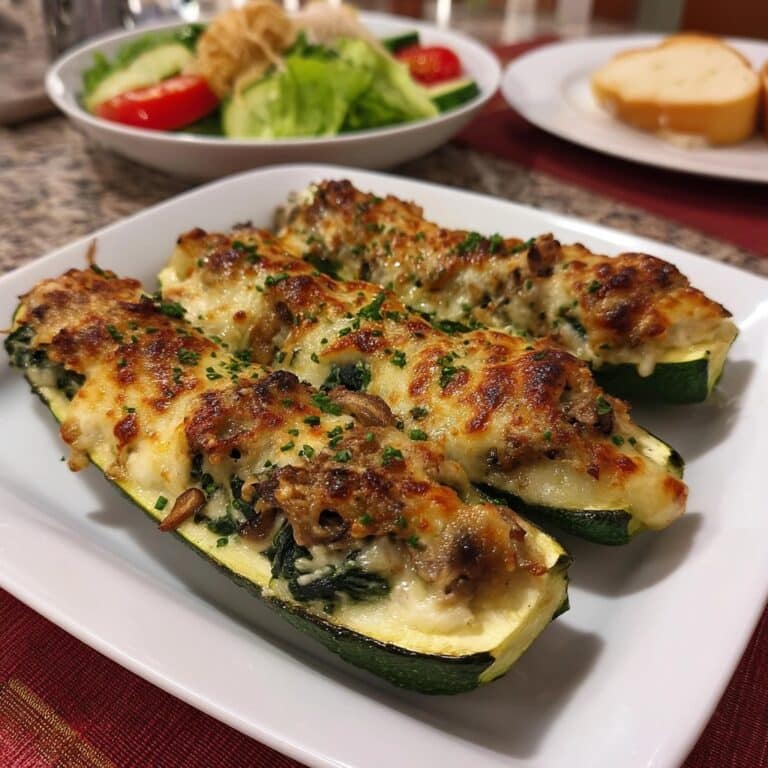 Spinach Mushroom Ricotta Zucchini Boats Recipe