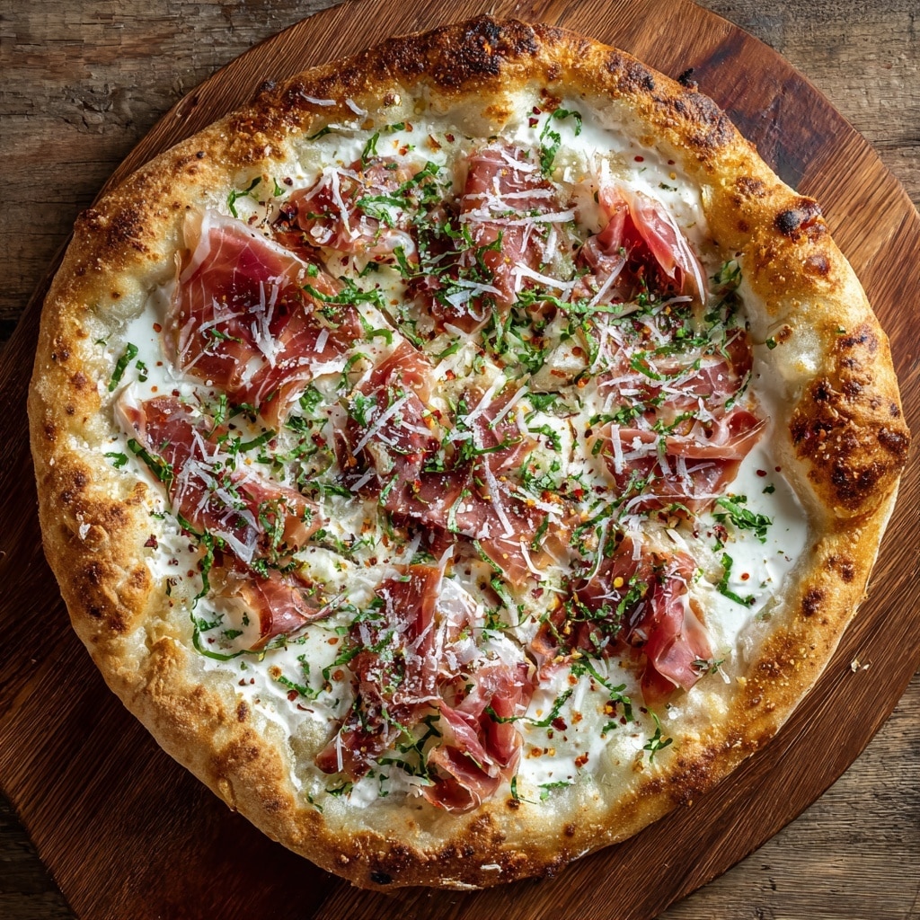 White Pizza with Prosciutto and Hot Honey Recipe - Recipe Image