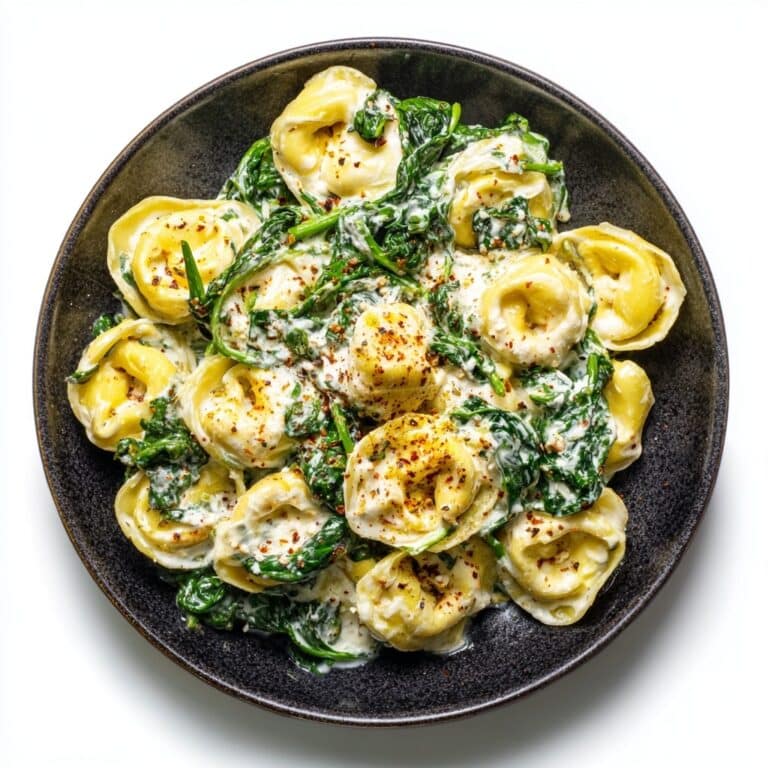 Creamy Tortellini with Spinach and Mushrooms Recipe