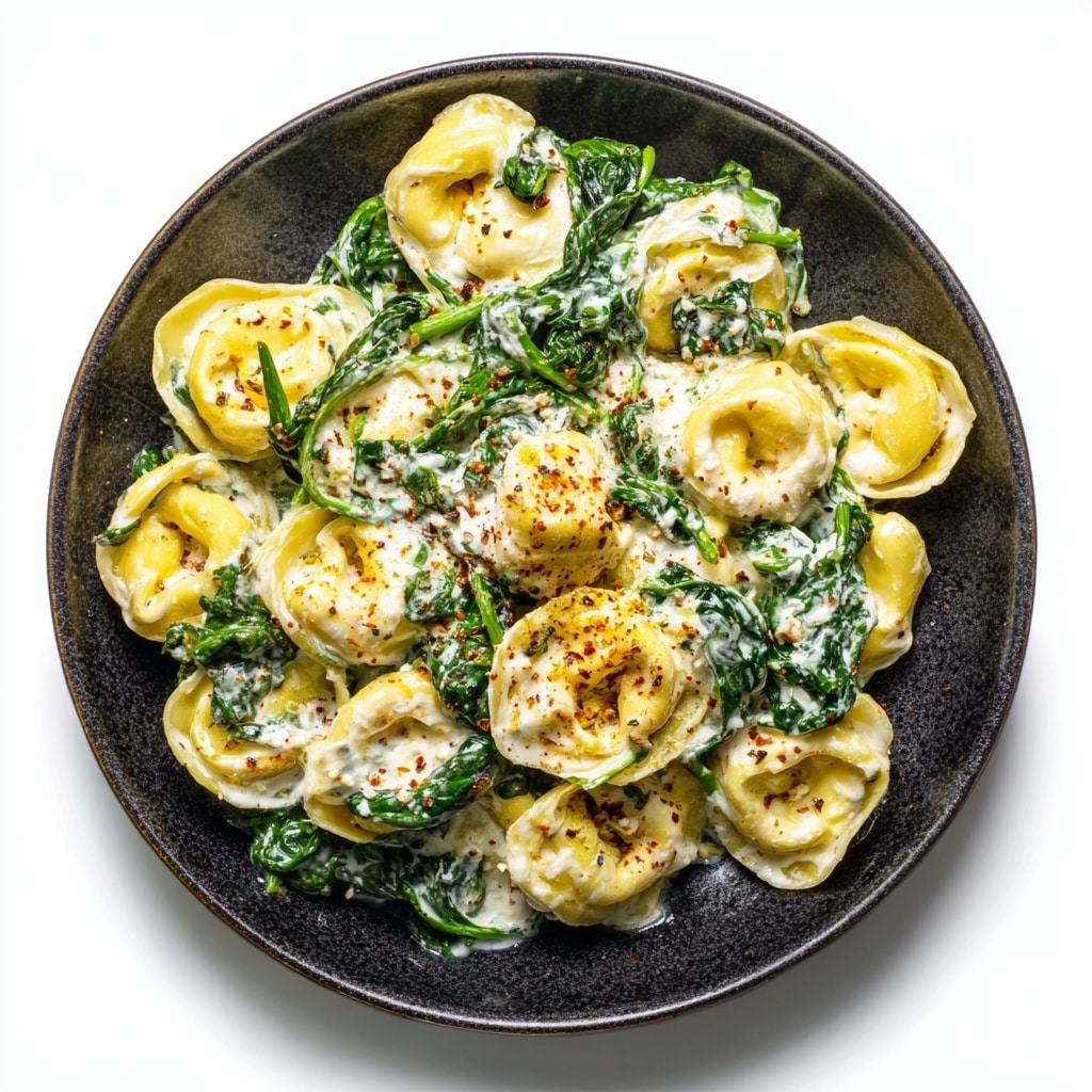 Creamy Tortellini with Spinach and Mushrooms Recipe - Recipe Image