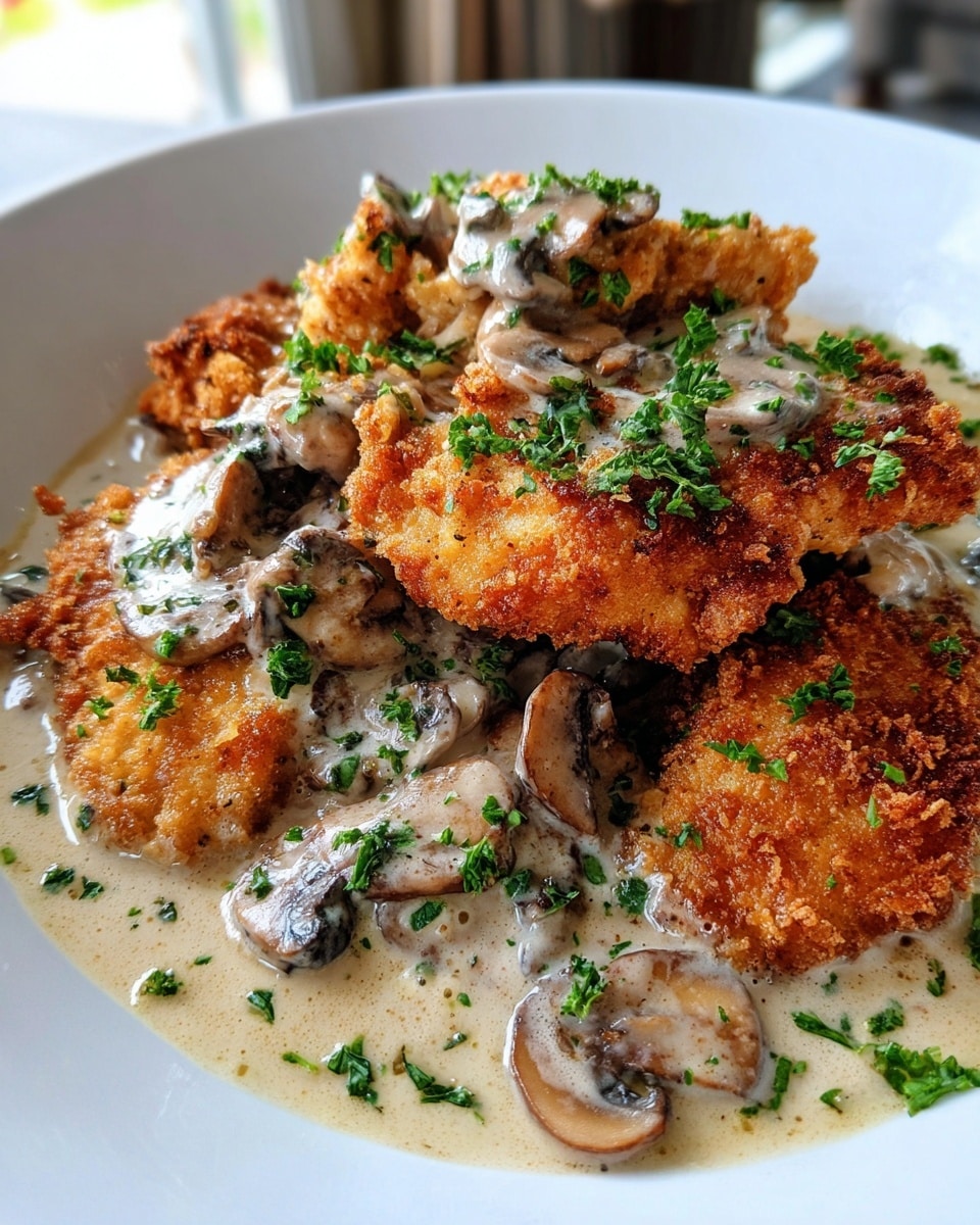 German Schnitzel with Mushroom Sauce Recipe - Recipe Image