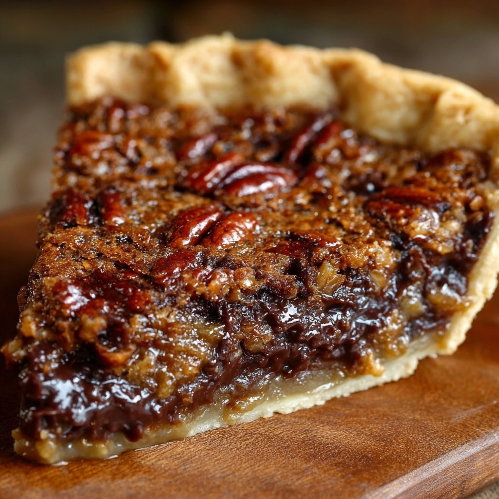 Decadent Turtle Pie with Chocolate Crust, Caramel, Pecans, and Cream Recipe - Recipe Image