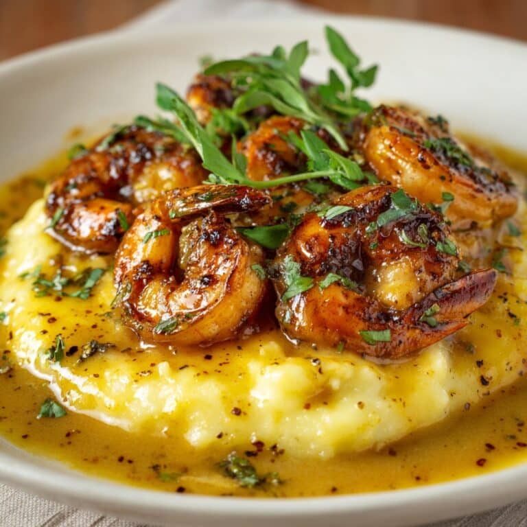 Creamy Garlic Shrimp over Mashed Potatoes Recipe
