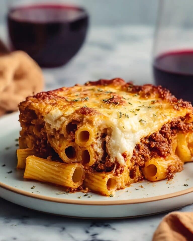 Beefy Cottage Cheese Baked Ziti Recipe
