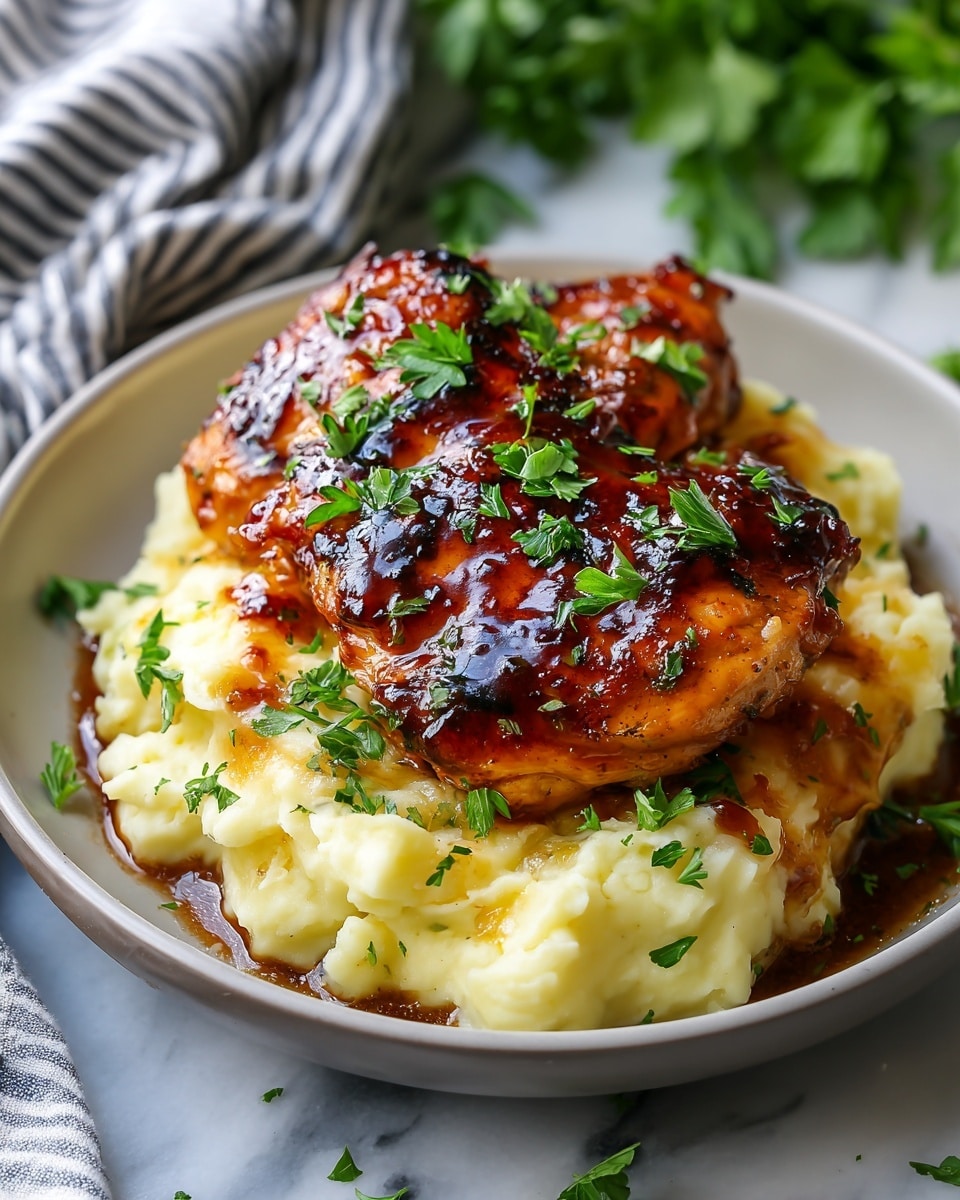 Chipotle Honey Chicken Thighs With Smoked Gouda Mashed Potatoes Recipe - Recipe Image