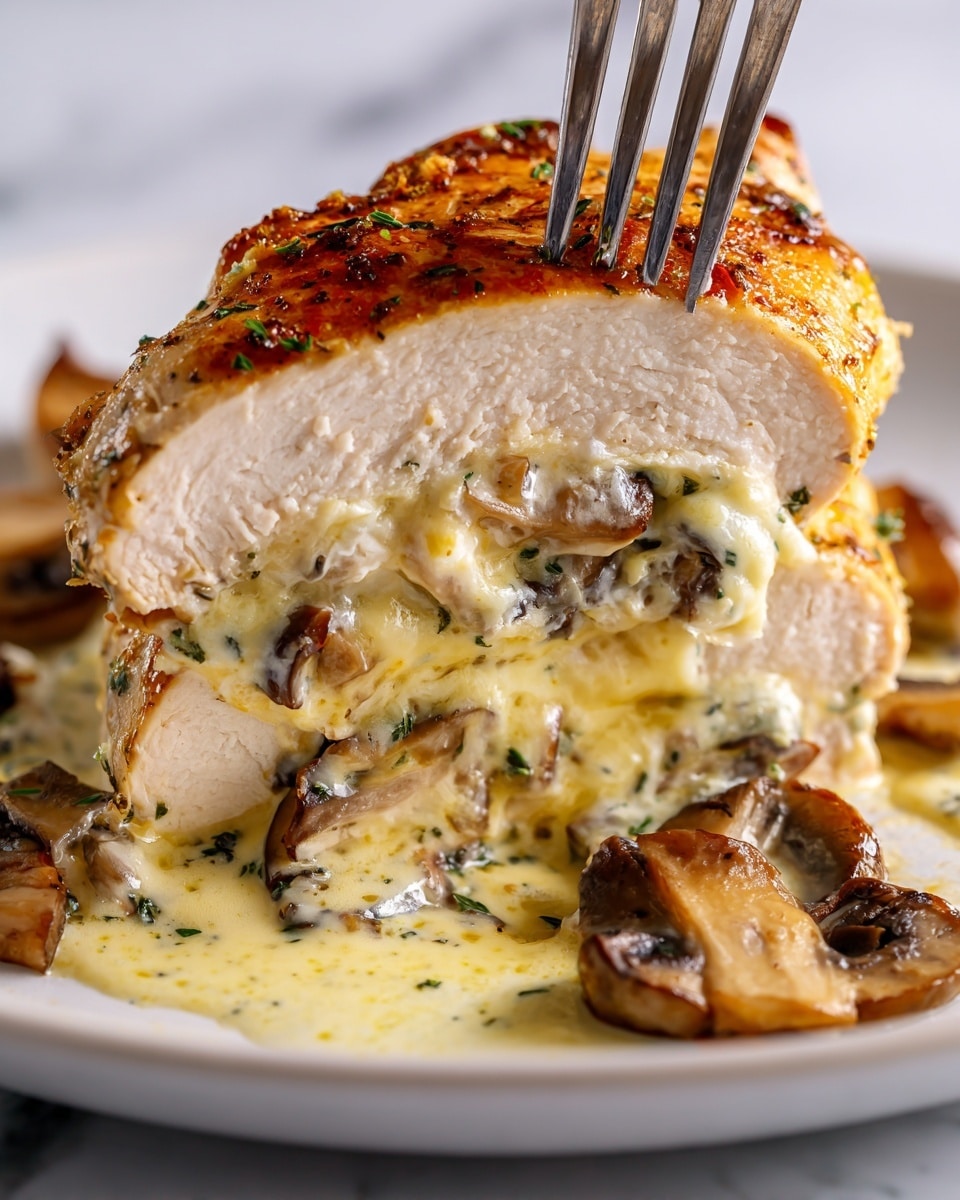 Garlic Butter Mushroom Stuffed Chicken Recipe - Recipe Image