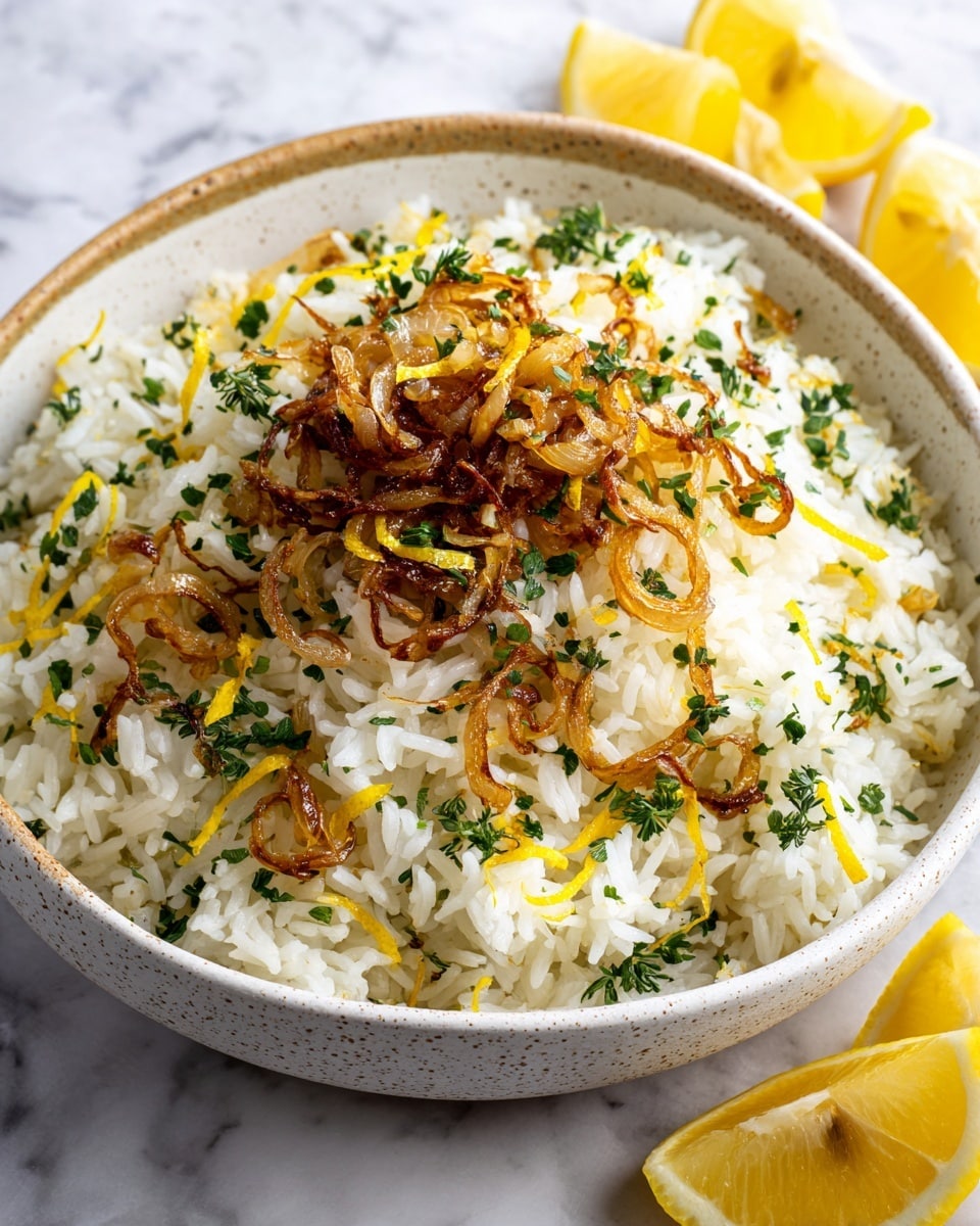 Lemon-Infused Rice with Caramelized Cabbage Recipe - Recipe Image
