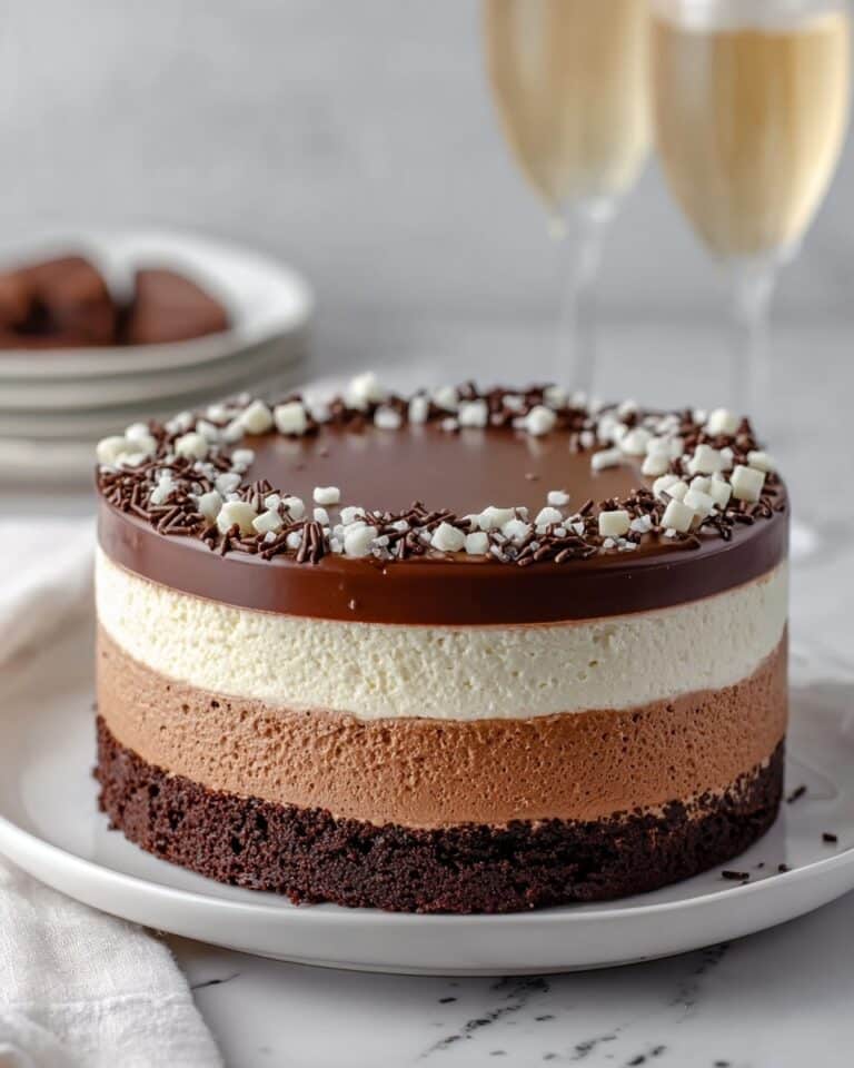 Tuxedo Cake – Triple Chocolate Mousse Cake Recipe