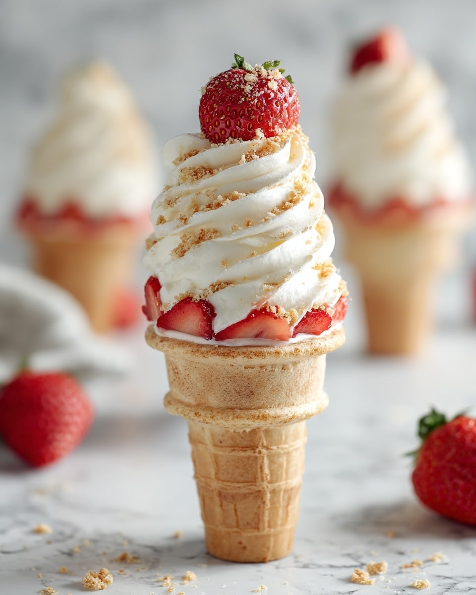 Summer Delight: Easy Strawberry Crunch Cheesecake Cones Recipe - Recipe Image