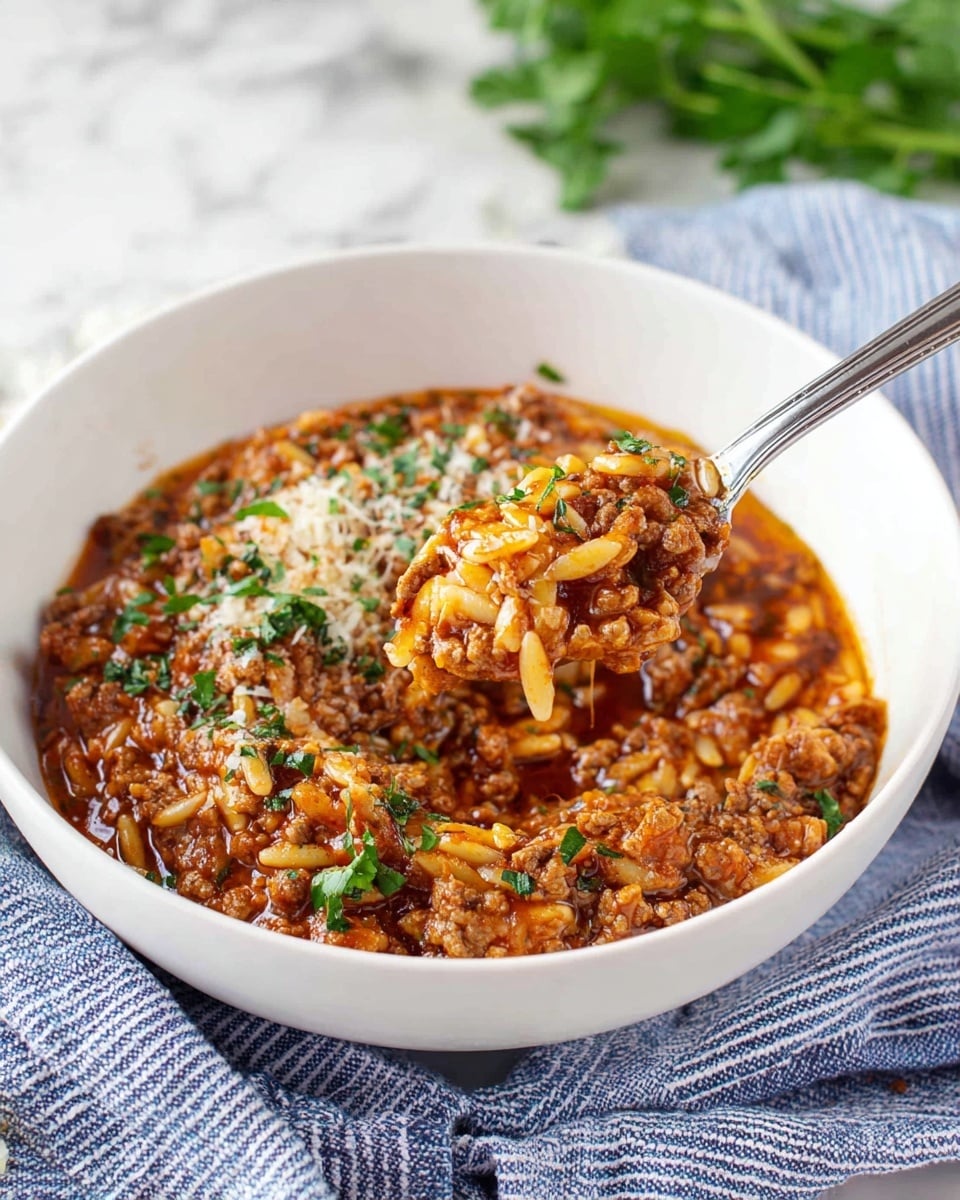 Manestra: Greek Orzo Comfort Food with Ground Meat and Mint Recipe - Recipe Image