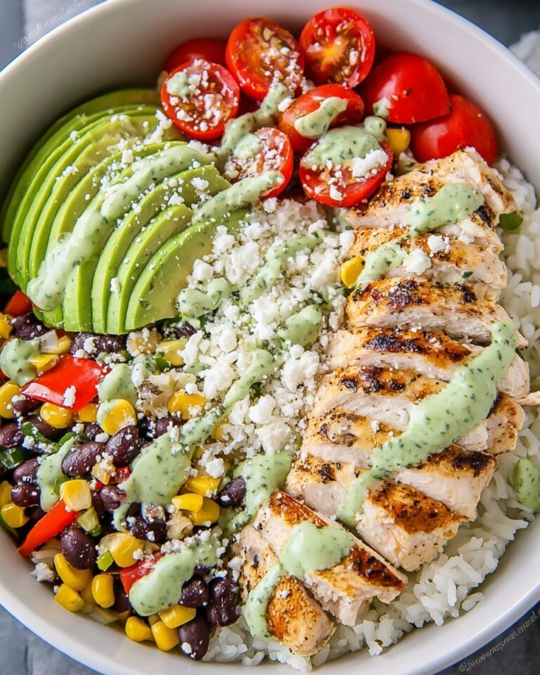 Baja Chicken Bowls with Cilantro Lime Rice and Creamy Sauce Recipe