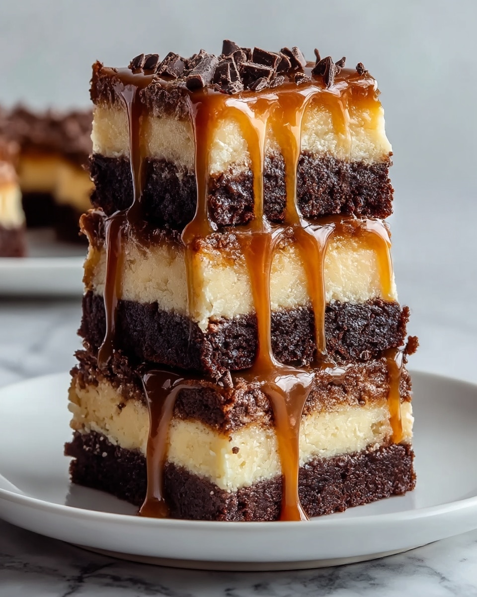 Chocolate Caramel Cheesecake Bars Recipe - Recipe Image