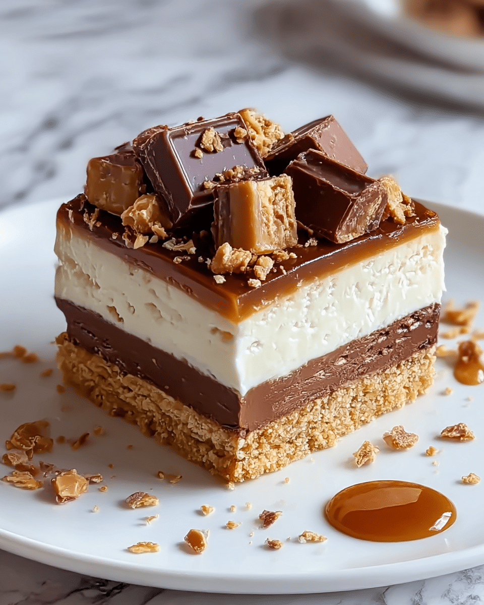 Homemade No-Bake Twix Cheesecake Recipe - Recipe Image