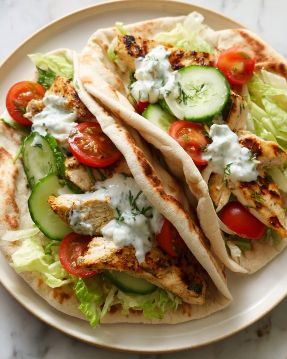 Chicken Pitas with Tzatziki and Fresh Veggies Recipe - Recipe Image